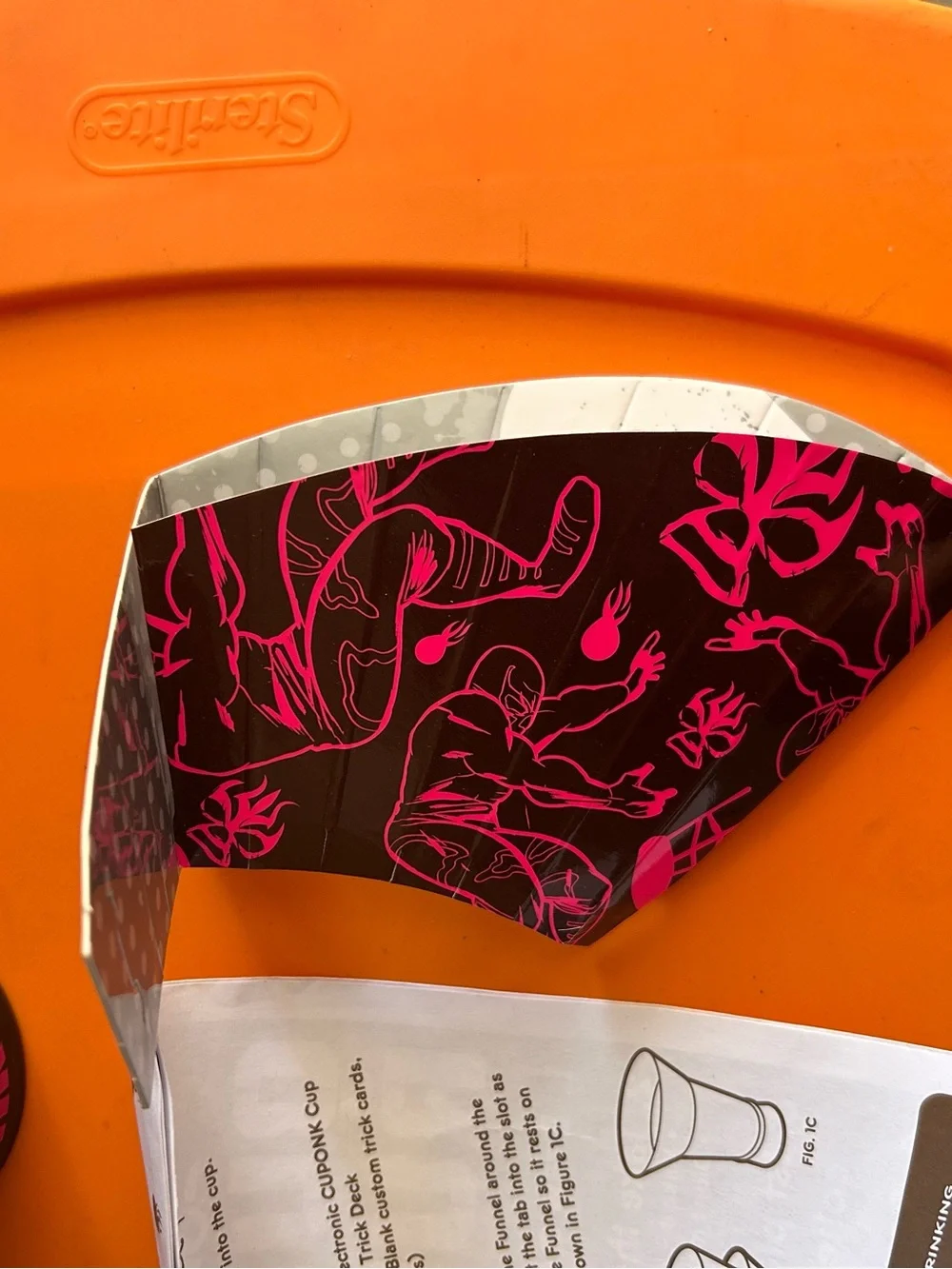 Cuponk Party Game Cup - Black with Pink and Yellow Luchador Design